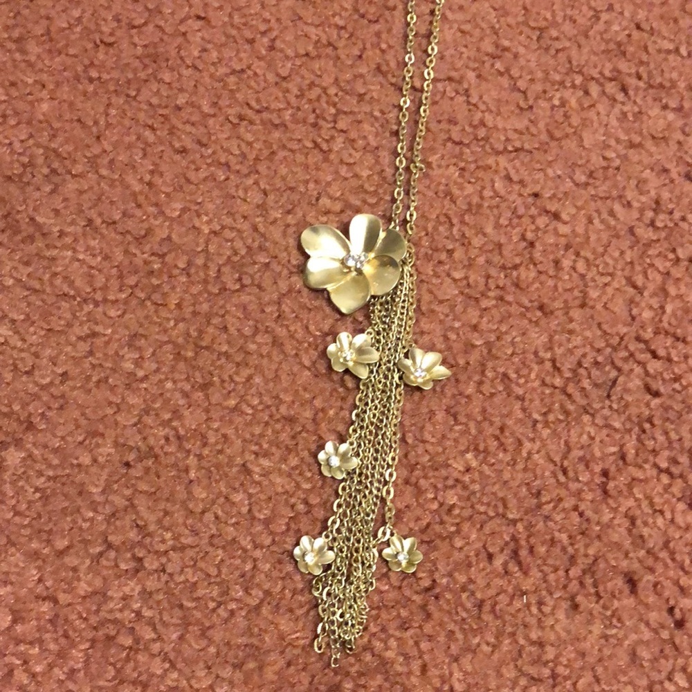 Stunning Rhinestone Flower Tassel Necklace - Picture 1 of 5